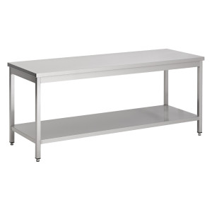 Miza iz nerjavečega jekla z polico - L 700 x P 700 mm - CombiSteel