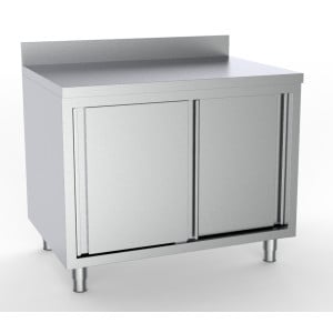 Stainless Steel Low Cabinet with 2 Doors and Backsplash - L 2000 x D 600 mm - CombiSteel