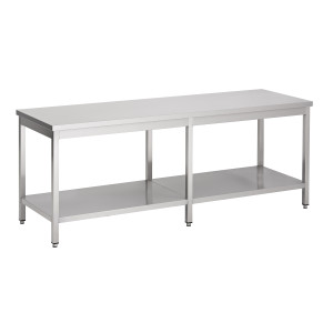 Miza iz nerjavečega jekla z polico - L 2400 x P 700 mm - CombiSteel