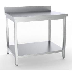 Miza iz nerjavečega jekla z naslonom in polico - L 1600 x P 700 mm - CombiSteel