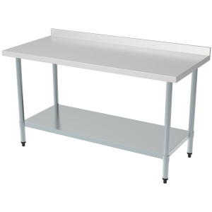 Miza iz nerjavečega jekla z naslonom in polico - L 1000 x P 700 mm - CombiSteel