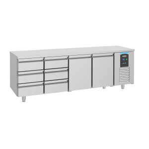 Pozitivna hladilna miza GN 1/1 z 2 vrati in 6 predali - 632 L - CombiSteel