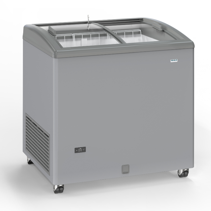 Zamrzovalnik Videz Inox s Steklenimi Drsnimi Vrati - 170 L - TENSAI