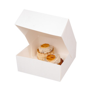 White Cardboard Pastry Box - 29 x 29 cm - Pack of 50 - FourniResto