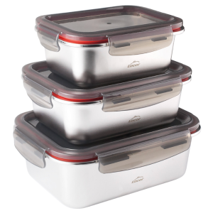Inox škatla s pokrovom PP Ecoinox 800 ml - Komplet 3 kosov