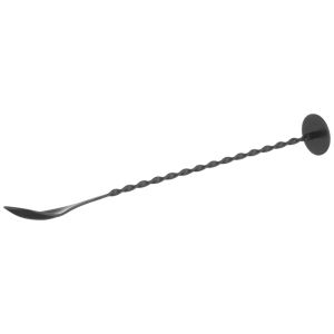 Koktajlna žlica s tolkačem v črni barvi - 280 mm