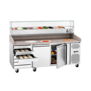 Refrigerated Pizza Cabinet with 2 Doors and 7 Drawers