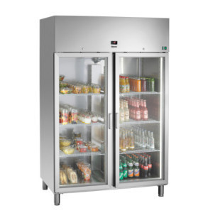 Stainless Steel Glass Door Positive Refrigerated Cabinet - 922 L - Bartscher