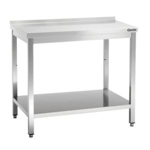 Stainless Steel Work Table with Lower Shelf and Backsplash - D 700 mm - L 1200 mm - Bartscher