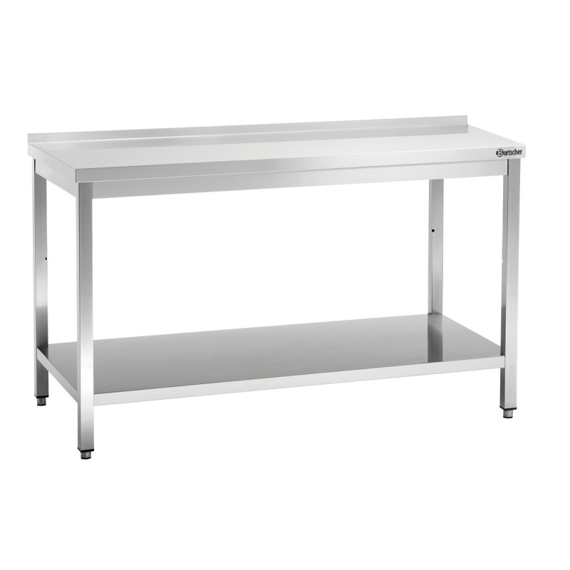 Stainless Steel Work Table with Lower Shelf and Backsplash - D 700 mm - L 1600 mm - Bartscher Stainless Steel Work Table with Lower Shelf and Backsplash - D 700 mm - L 1600 mm - Bartscher