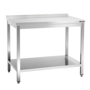 Inox delovna miza s spodnjo polico in zadnjo ploščo - P 700 mm - L 1000 mm - Bartscher