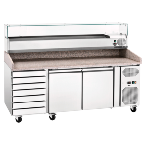 Refrigerated Pizza Cabinet with 2 Doors and 7 Drawers