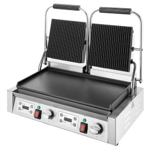 Grill Panini Double - Gladke in Rebraste Plošče - Buffalo