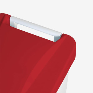 Pedalni koš z rdečim pokrovom in kolesi - 80 L - Gilac