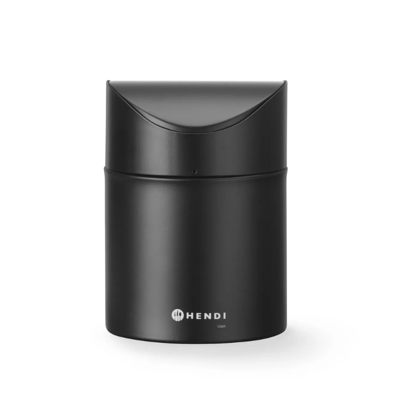 Namizni koš za smeti s pokrovom na nihaj - Črna - HENDI