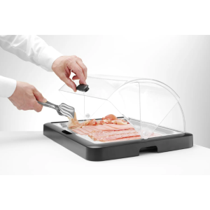 Vitrine Buffet s Pokrovom na Drsnikih UNIQ - Črna - HENDI