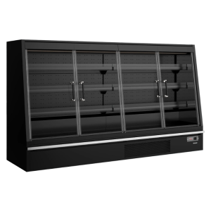 Vitrine Réfrigérée Basse Supermarché avec 4 Portes Noir - 720 L