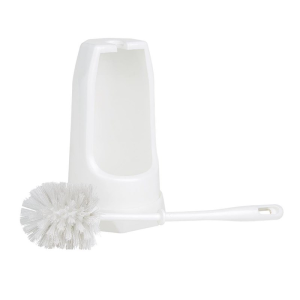 Round Brush and Toilet Holder - White - Jantex