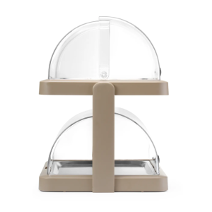 Vitrine Buffet s Pokrovom na Drsnikih UNIQ - 2 Pladnja - Bež - HENDI