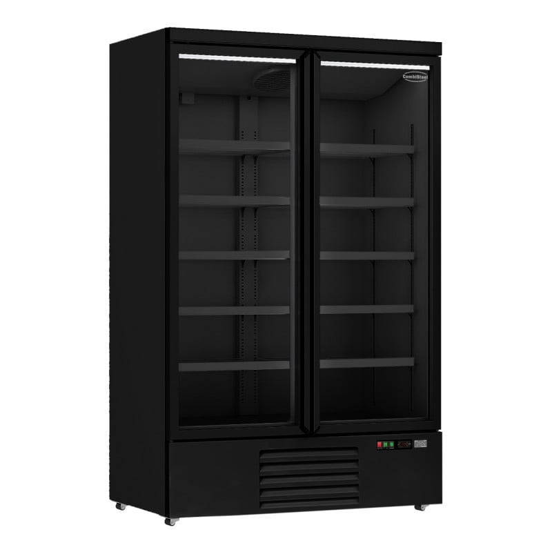 Pozitivna hladilna vitrina z 2 vrati črna - 1000L | CombiSteel