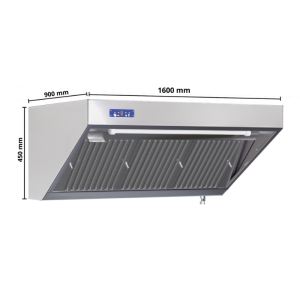 Hotte Snack Complète 900 - Dolžina 1600 - Motor, Led in Variator - Dynasteel