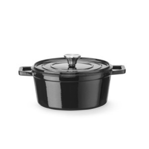 Cocotte iz emajliranega litega železa okrogla črna - 3,7 L - HENDI