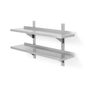Nastavljiva stenska polica z 2 nivojema z 2 nosilcema - L 1000 x 300 mm - HENDI
