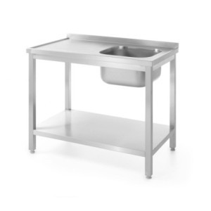Plonge 1 Basin on the Right Profi Line with Shelf - D 600 x W 1000 mm - HENDI