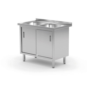 Plonge 2 Bacs - Placard avec Portes Coulissantes - L 1000 x P 600 mm - HENDI