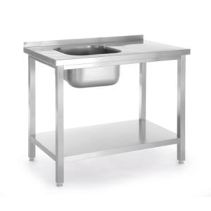 Sink 1 Basin on the Left Kitchen Line with Shelf - D 600 x W 800 mm - HENDI