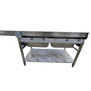 Potopite 2 korita s prehodom za pomivalni stroj in odcejalnikom na desni - 2000 x 700 mm