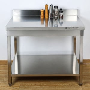 Dynasteel Stainless Steel Table with Backsplash and Shelf - Robust and functional