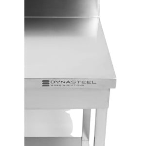 Dynasteel Stainless Steel Table with Backsplash and Shelf - Robust and functional