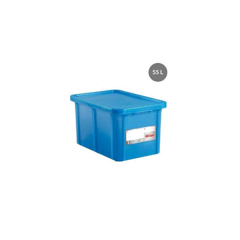 Pravokotni zaboj HACCP s pokrovom - 55 L - Modra
