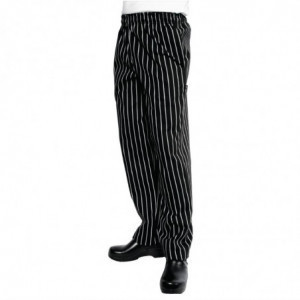 Hlače za kuhinjo unisex Baggy črne in bele črte - velikost M - Chef Works - Fourniresto