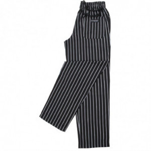 Hlače za kuhinjo unisex Baggy črne in bele črte - velikost M - Chef Works - Fourniresto