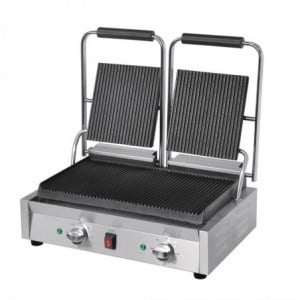 Double Contact Grill Grooved/Grooved in Stainless Steel - Buffalo