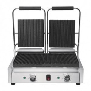 Double Contact Grill Grooved/Grooved in Stainless Steel - Buffalo