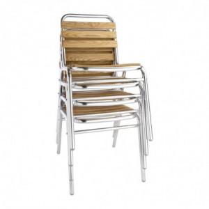 Bistro stoli iz jesena in aluminija - Komplet 4 - Bolero - Fourniresto