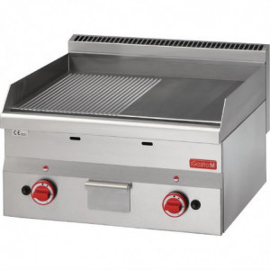 Plancha plin plošča pol gladka pol rebrasta - L 600 x P 600mm - Gastro M