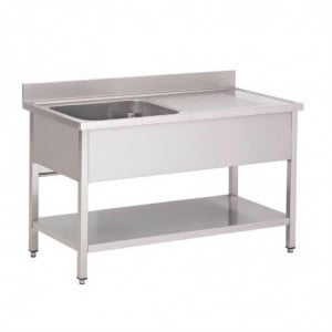 Stainless Steel Sink With Lower Shelf 1 Left Basin-L 1200 x D 700 mm - Gastro M