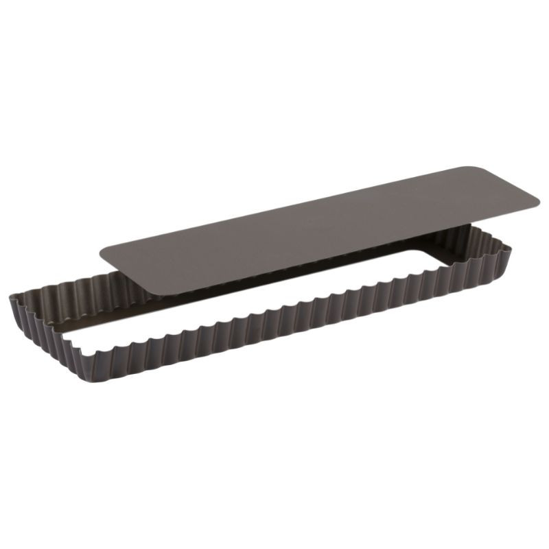Rebrast pravokoten pekač za pite z odstranljivim dnom - 350 x 110 mm - TELLIER Rebrast pravokoten pekač za pite z odstranljivim dnom - 350 x 110 mm - TELLIER