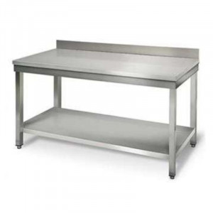 Inox miza s polico in hrbtnim delom - P 600 mm - L 1800 mm
