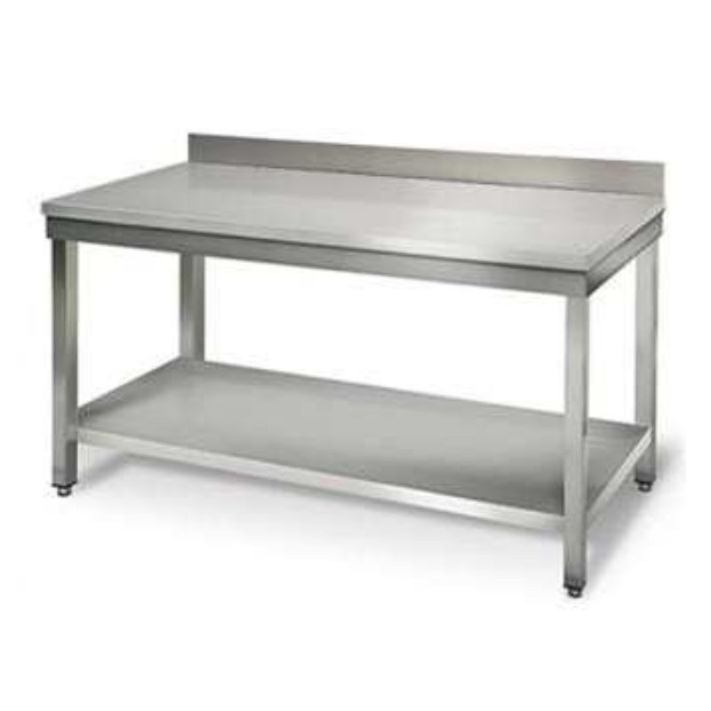 Inox miza s polico in hrbtnim delom - P 600 mm - L 1800 mm