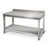 Inox miza s polico in hrbtnim delom - P 600 mm - L 1800 mm