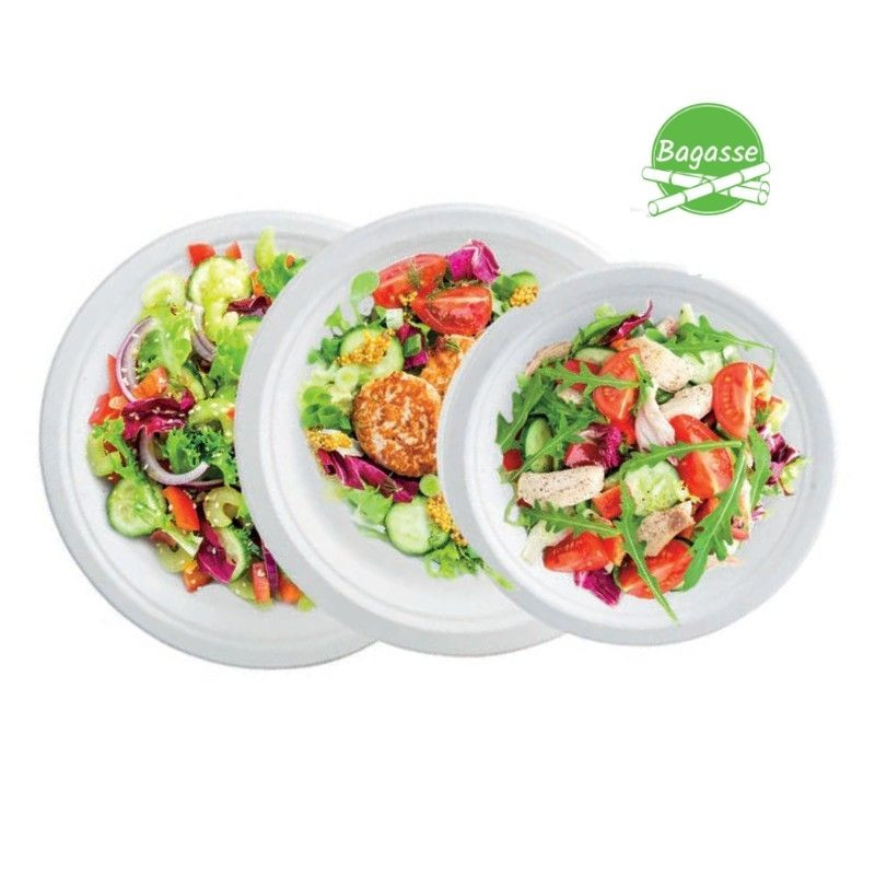 Assiette Ronde en Bagasse - 180 x 18 mm - Lot de 50 Assiette Ronde en Bagasse - 180 x 18 mm - Lot de 50