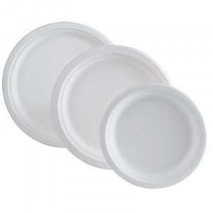 Okrogli krožnik - Rastlinska vlakna - 230 x 20,6 mm - Paket 50 - FourniResto