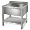 Potopite 1 korito z naslonom in polico - L 600 x P 700 mm - Dynasteel