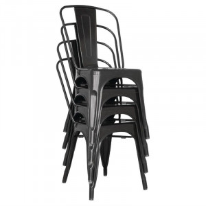 Zložljivi Bistro Stoli iz Jekla - Črna - Set 4 - Bolero