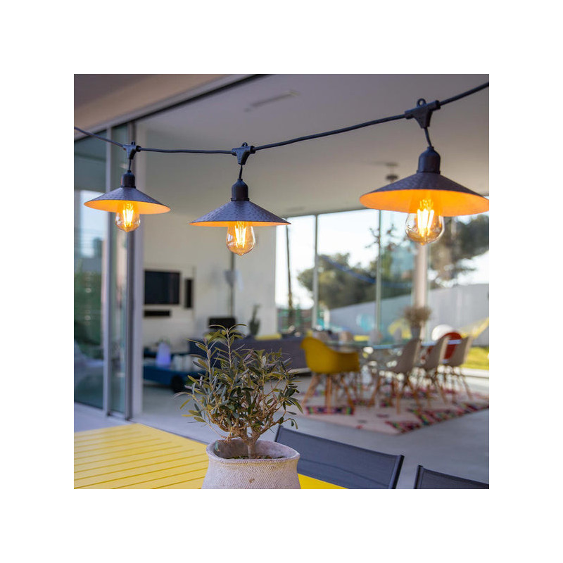 Outdoor String Lights with Steel Lampshade - Vinty Light - Lumisky Outdoor String Lights with Steel Lampshade - Vinty Light - Lumisky
